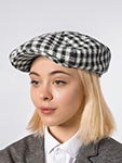 Кепка STETSON арт. 6890202 IRISH CAP HARRIS TWEED (белый / черный)
